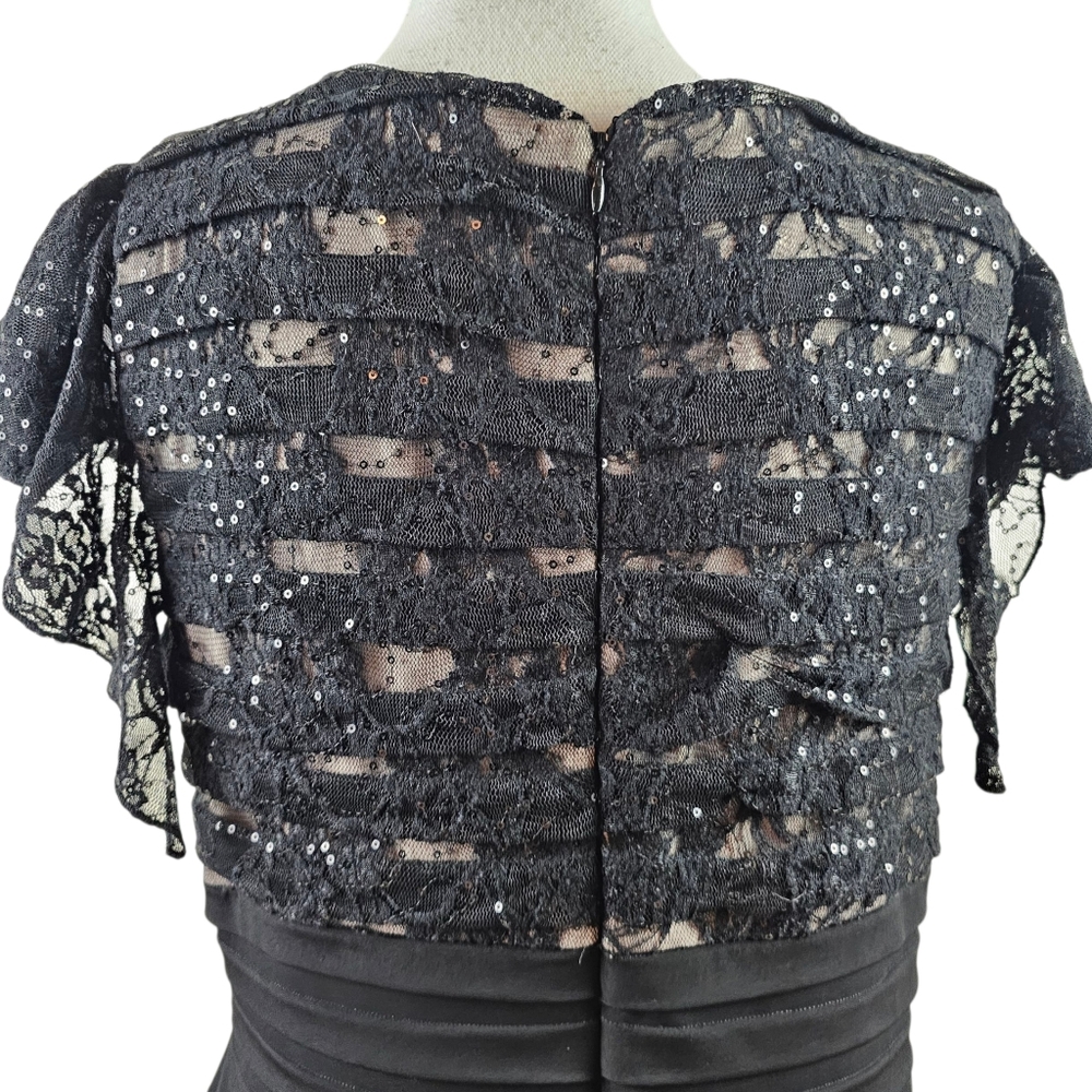 Melrose Bodycon Flutter Sleeve Black Lace Ruffled Cocktail Dress In 16 - Picture 5 of 8